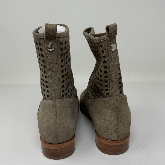 Michael Kors Graham Suede Leather Perforated Cut Out Ankle Boot Dark Cement 5.5 - Picture 5 of 7